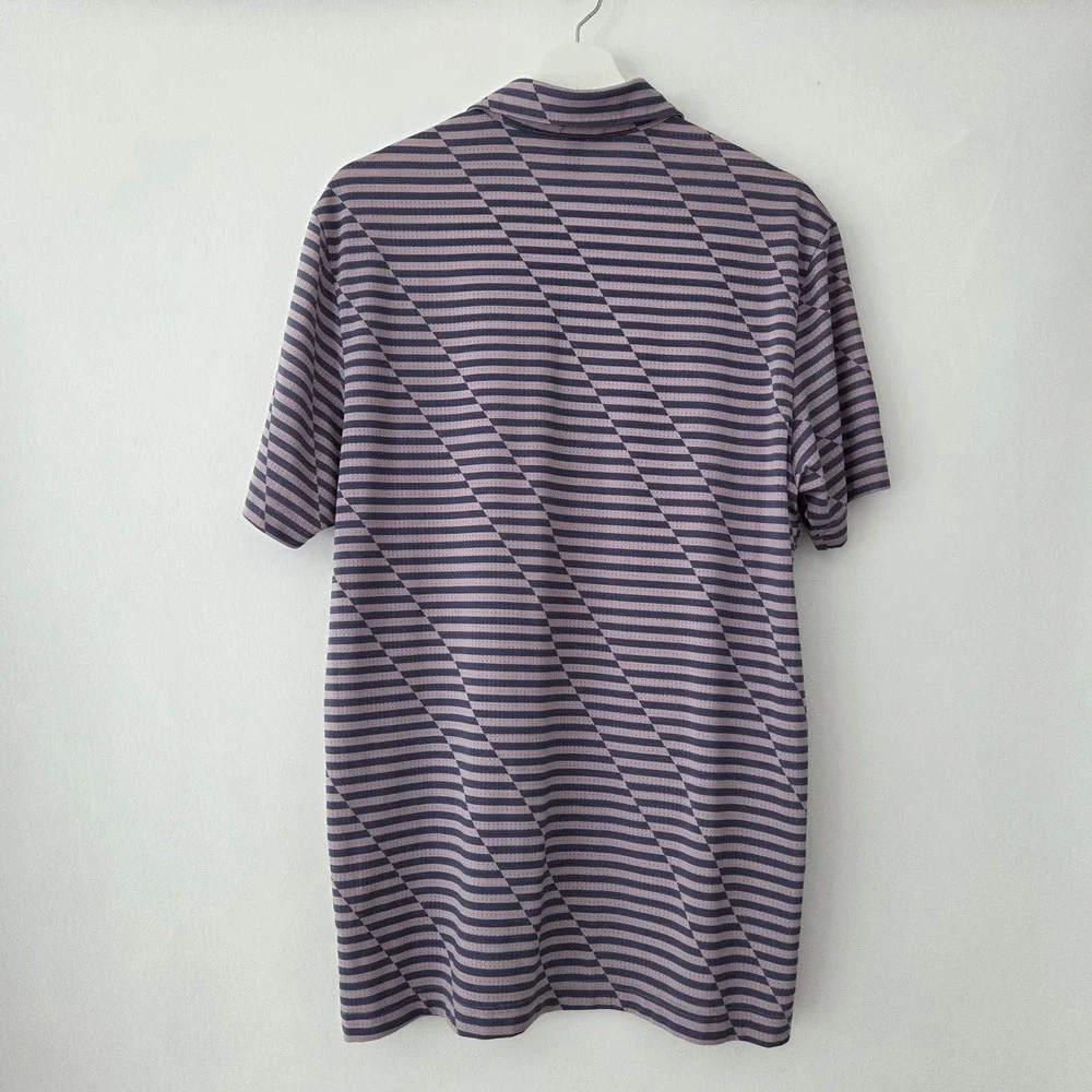 Adidas Golf Polo Purple Gray Striped Eisenhower USAFA Mens Medium